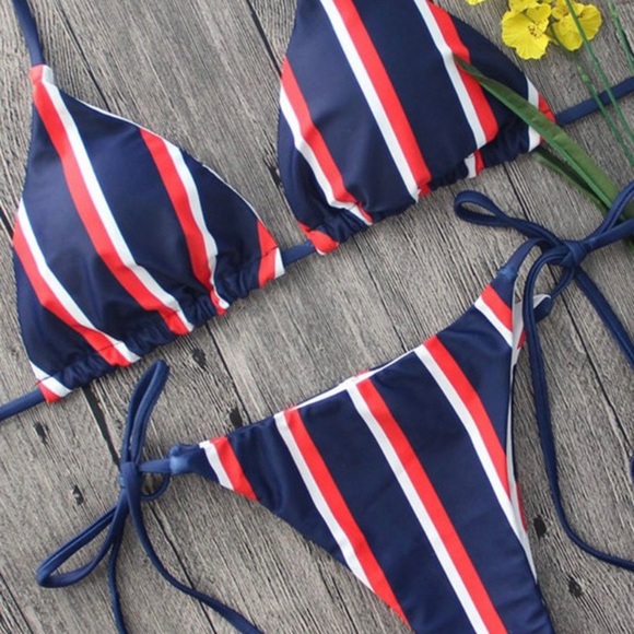 Bellizo Striped Red White & Blue Bikini - Picture 2 of 6